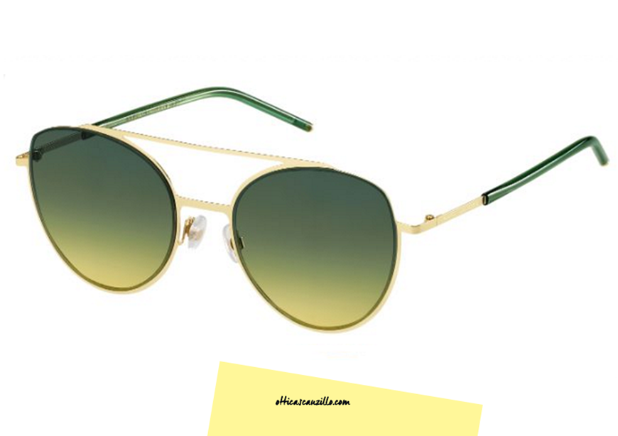 Sunglasses Marc Jacobs 37 / S col. TEAJE with gold metal frames and lenses in green and yellow gradient. Glasses from the informal style and modern design with double bridge on the front.
