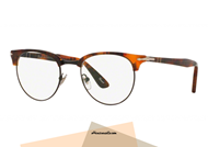 New Collection New Icons glasses Persol PO8129 col.108 the classic round shape with frame in havana colored coffee only at the top. Eyewear with a contemporary design thanks to the metal bridge. Eyewear Persol New New Icons collection. Buy Persol eyewear at discounted price