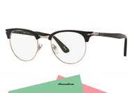 New Collection New Icons eyeglasses Persol PO8129 col.95 the classic round shape with frame only at the top of celluloid black and silver metal bridge. Eyeglasses celebrating New Icons of the new Persol collection. Buy these glasses Persol PO8129 at discounted price.