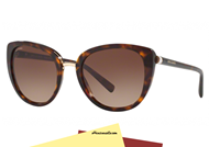 Sunglasses Bulgari BV 8177 col. 504/13 of the new collection. Glasses celluloid havana brown with brown gradient lenses. Classical and thin lines create these glasses from the soul vintage with modern and youthful style. Gold and white ceramic detail on rod, in the Bzero1 style.