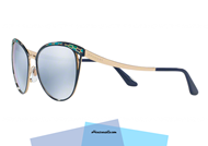 Sunglasses Bulgari BV 6083 col. 20206J Chiara Ferragni the new Bulgari Serpenti collection. Glasses in metal blue color with bridge and temples in gold contrast. Bulgari eyewear sinuous and feminine lines suitable for the most youthful and trendy look. A complete, lenses in blue with white mirror and reason 'Snakes' on the front. Purchase this sunglasses Bulgari BV 6083, give yourself a glamorous accessory.