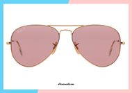 Sunglasses limited edition RayBan RB3025 col. 001/15 polarized. RayBan glasses golden metal classic aviator style with polarized lenses in light pink glass. Purchase this sunglasses RayBan 3025 limited edition, give yourself a classic eyewear overgreen.