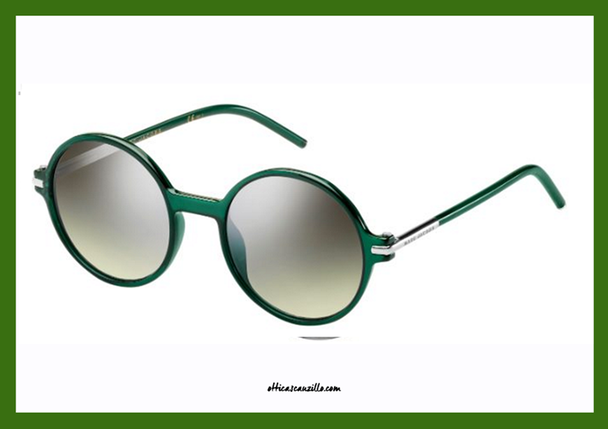 New eyewear collection sunglasses Marc Jacobs 48 / S col. TOIGY classic full green. Marc Jacobs sunglasses in green celluloid with green and gray flat lenses mirror silver. Unisex accessory from the ultra modern classical round shape. Sunglasses Marc Jacobs MJ 48S for sale online with shipping included in Italy.