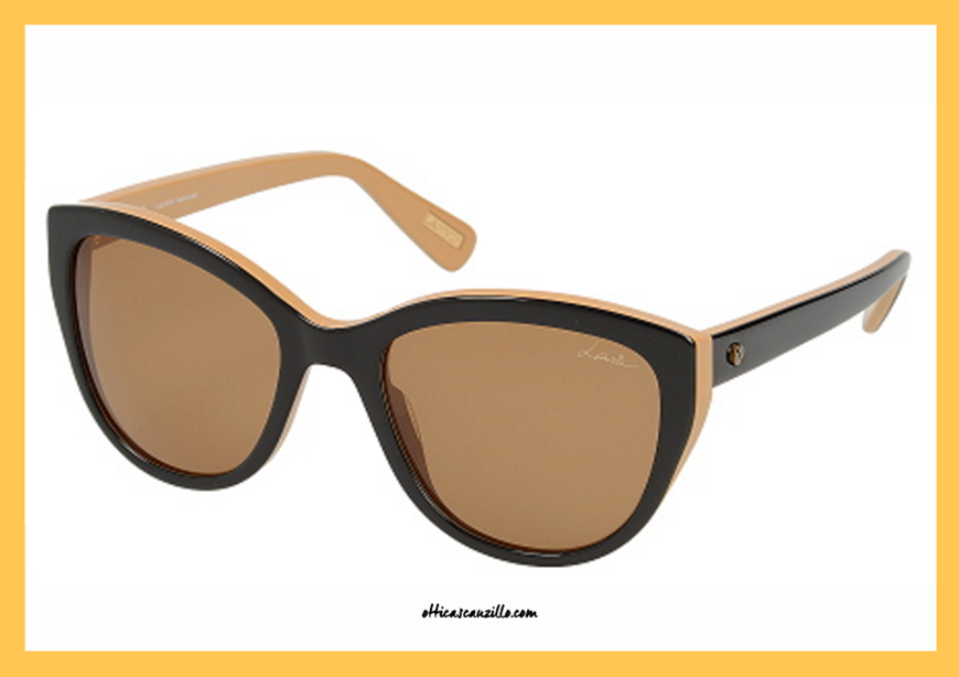 New sunglasses collection Lanvin SLN 588 col. Owth with the classical form. Lanvin glasses in black celluloid with beige interior biscuit. A complete, full-brown lenses. Female accessory with soft and elegant lines, perfect to exalt even the most discerning look.