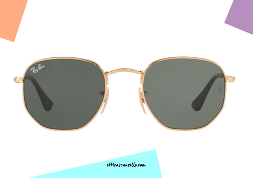 Occhiale Da Sole Esagonale RayBan Oro RB3548N Col 001 Occhiali 