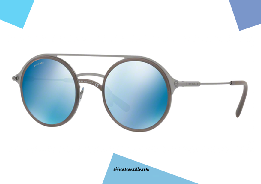 shop online Bulgari Man sunglasses BV5042 col. 195/55 blue mirrored lenses on otticascauzillo.com