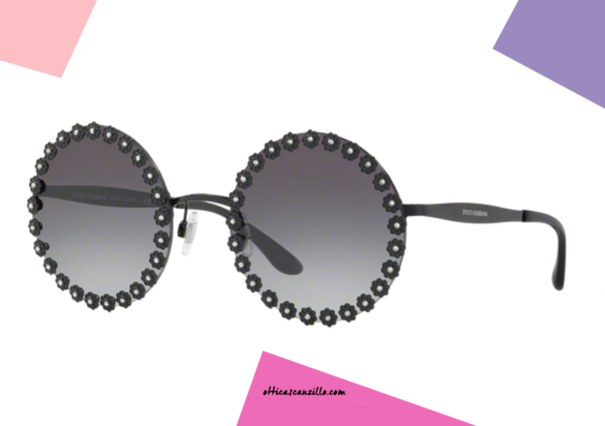 shop online round flower Sunglasses Dolce & Gabbana DG2173 col. 01/8G black on otticascauzillo.com