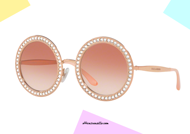 shop online round glitter Sunglasses DGCAPRI Dolce & Gabbana DG2170 col. 129813 pink gold on otticascauzillo.com