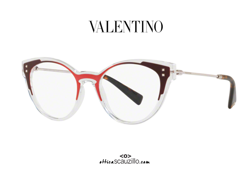acquisto online Occhiale da vista trasparente Valentino VA3018 col.5072 rosso su otticascauzillo.com 