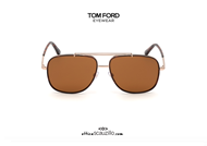 shop online Metal squared sunglasses TOM FORD BENTON FT693 col.28E brown gold on otticascauzillo.com 
