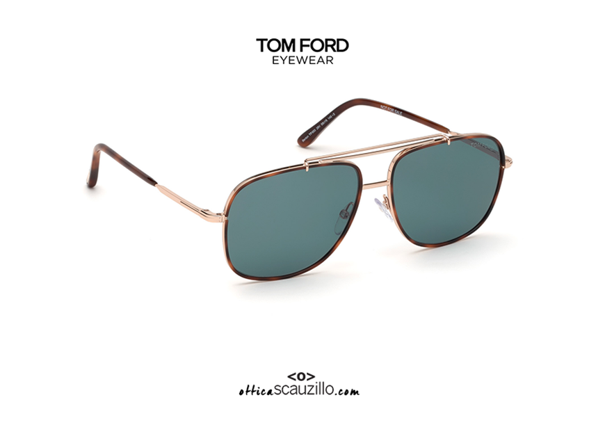 Metal squared sunglasses TOM FORD BENTON FT693  gold and blue |  Occhiali | Ottica Scauzillo