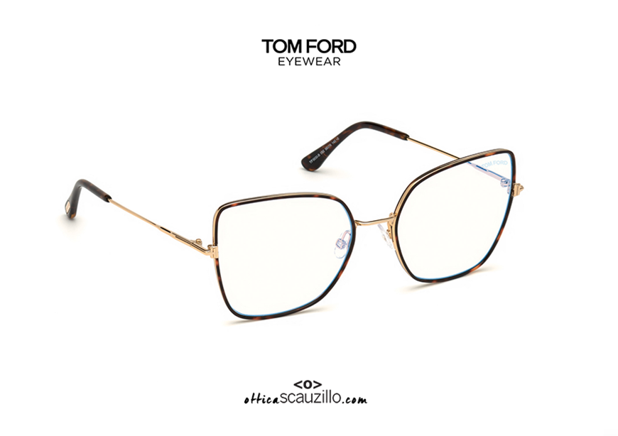 shop online Cat metal eyeglasses TOM FORD FT 5630 col.052 gold and Havana on otticascauzillo.com 