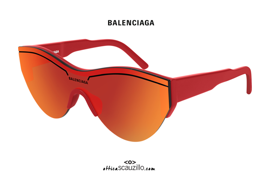 shop online Balenciaga mask sunglasses BB0004S col. red on otticascauzillo.com 