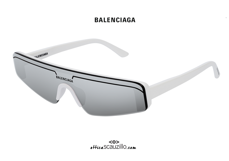 shop online Balenciaga narrow mask sunglasses BB0003S col. White on otticascauzillo.com 