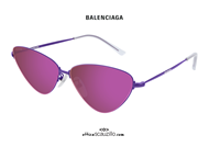shop online Balenciaga metal sunglasses BB0015S col. Violet on otticascauzillo.com 