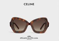 shop online Oversized butterfly sunglasses CELINE with rhinestones col. brown havana on otticascauzillo.com 