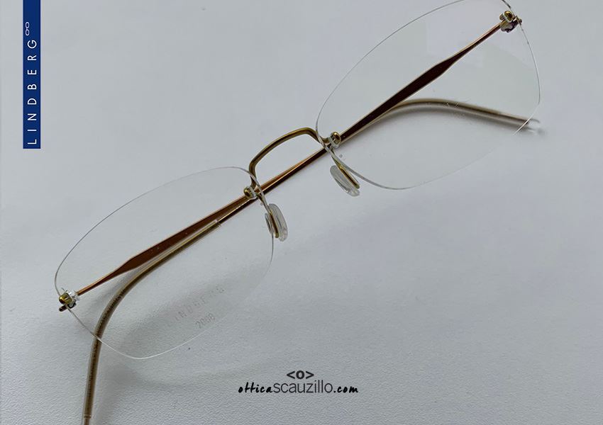 Rimless Eyewear Lindberg Spirit Titanium T611 Col P60 Gold And Copper Occhiali Ottica Scauzillo