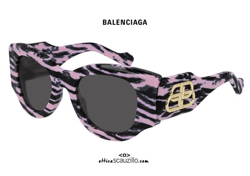 shop online NEW Paris Cat oversized sunglasses Balenciaga BB0070S col.004 pink stripes on otticascauzillo.com at discounted price