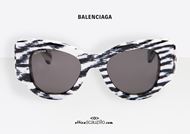 shop online New Paris Cat Balenciaga oversize sunglasses BB0070S col.003 zebra occhiale da sole su otticascauzillo.com 