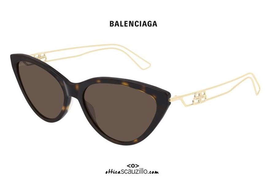 shop online NEW Balenciaga butterfly sunglasses BB0052S col.001 brown and gold on otticascauzillo.com