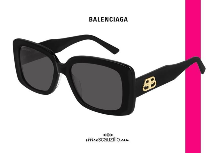 NEW rectangular Balenciaga BB0048S col.001 black square sunglasses