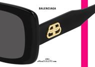acquisto online Nuovo occhiale da sole rettangolare squadrato Balenciaga BB0048S col.001 nero su otticascauzillo.com a prezzo scontato