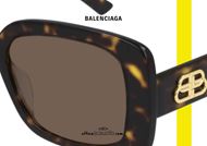 acquisto online Nuovo occhiale da sole rettangolare squadrato Balenciaga BB0048S col.002 marrone havana su otticascauzillo.com a prezzo scontato