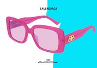 acquisto online Nuovo occhiale da sole rettangolare squadrato Balenciaga BB0048S col.004 rosa su otticascauzillo.com a prezzo scontato
