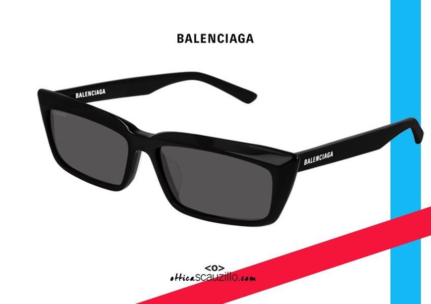 shop online NEW Balenciaga narrow rectangular pointed sunglasses BB0047S col.001 black on otticascauzillo.com occhiale da sole stretto a punta balenciaga nero