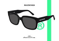 shop online NEW Balenciaga rectangular flat sunglasses BB0049S col.001 black otticascauzillo.com occhiale nero rettangolare lenti piatte 