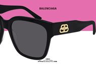 shop online NEW Balenciaga oversized square sunglasses BB0056S col.001 black otticascauzillo.com occhiale da sole rettangolare grande prezzo scontato
