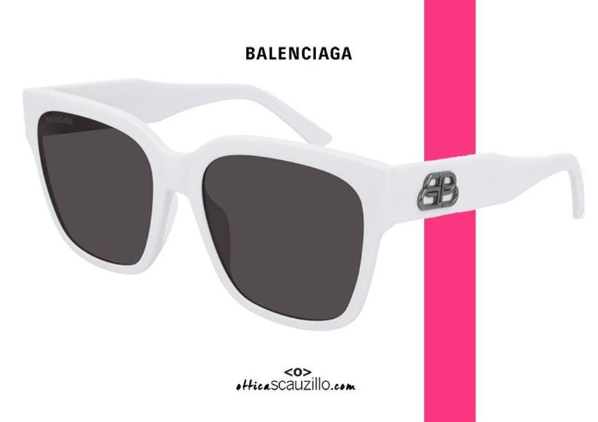 shop online NEW Balenciaga BB0056S col.003 white oversized square sunglasses otticascauzillo.com occhiale da sole rettangolare grande bianco