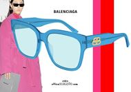 shop online NEW Balenciaga oversized square sunglasses BB0056S col.004 transparent light blue otticascauzillo.com occhiale da sole squadrato celeste 