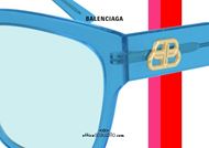 shop online NEW Balenciaga oversized square sunglasses BB0056S col.004 transparent light blue otticascauzillo.com occhiale da sole squadrato celeste 