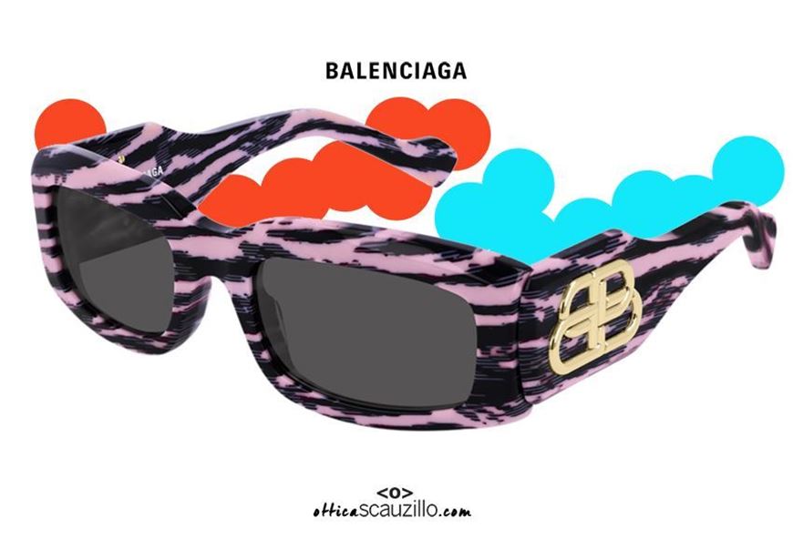 shop online NEW Zebra sunglasses Balenciaga BB0071S col.006 pink otticascauzillo.com acquisto online occhiale da sole Balenciaga zebrato rosa