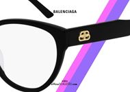 shop online New Balenciaga cat eye eyewear BB0064O col.001 black otticascauzillo.com occhiale da vista a farfalla spessorato nero 