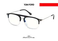 shop online Black and transparent eyeglasses TOM FORD FT 5588 col.002 otticascauzillo.com occhiale da vista nero e trasparente doppio ponte e aste in metallo Tom Ford