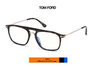 shop online Double deck eyeglasses TOM FORD FT 5588 col.004 havana brown otticascauzillo.com occhiale da vista marrone havana doppio ponte metallo rettangolare ampio Tom Ford
