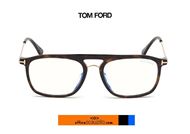 shop online Double deck eyeglasses TOM FORD FT 5588 col.004 havana brown otticascauzillo.com occhiale da vista marrone havana doppio ponte metallo rettangolare ampio Tom Ford