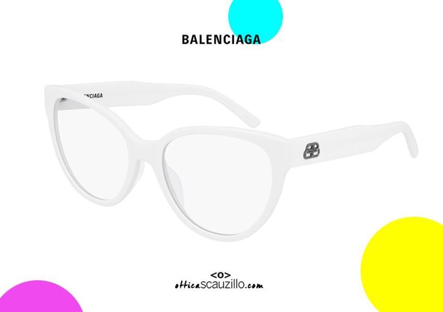 shop online New Balenciaga cat eye eyewear BB0064O col.003 white otticascauzillo.com occhiale da vista a farfalla bianco balenciaga
