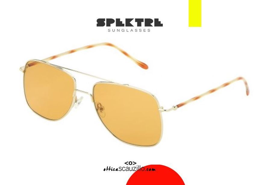 shop online Spektre aviator sunglasses MARANELLO gold and yellow lenses otticascauzillo acquisto online occhiale da sole aviator rettangolare con lenti gialle 