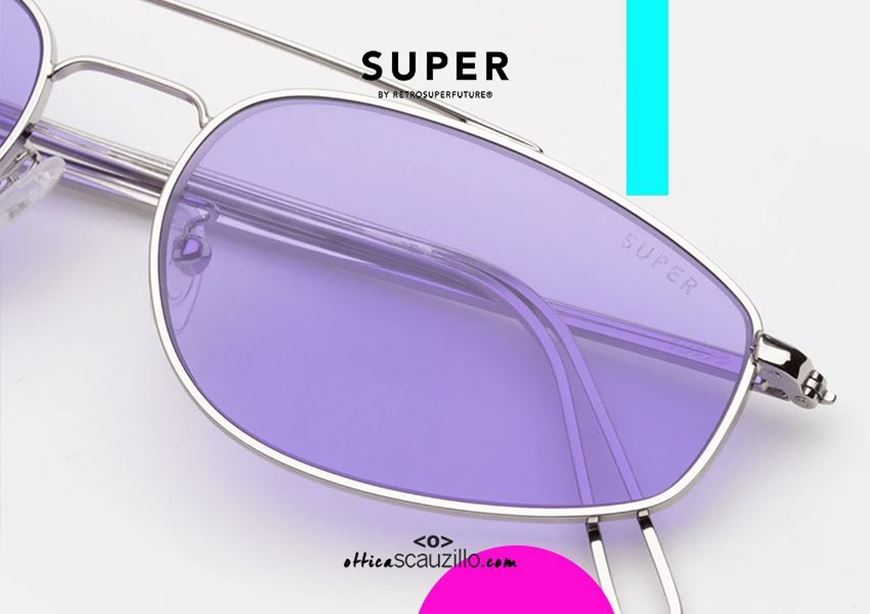 shop online Oval narrow metal sunglasses RETRO SUPER FUTURE Tema Purple haze otticascauzillo occhiale da sole in metallo argento ovale stratto lenti viola 
