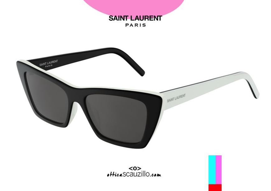 shop online Saint Laurent rectangular pointed sunglasses 276 MICA black otticascauzillo acquisto online occhiale da sole rettangolare a punta yves saint laurent bianco e nero