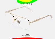 shop online New double bridge metal eyeglasses SUPER Numero63 col. gold otticascauzillo acquisto online Nuovo occhiale da vista doppio ponte metallo RETRO SUPER FUTURE Numero63 col. oro senza montatura sotto