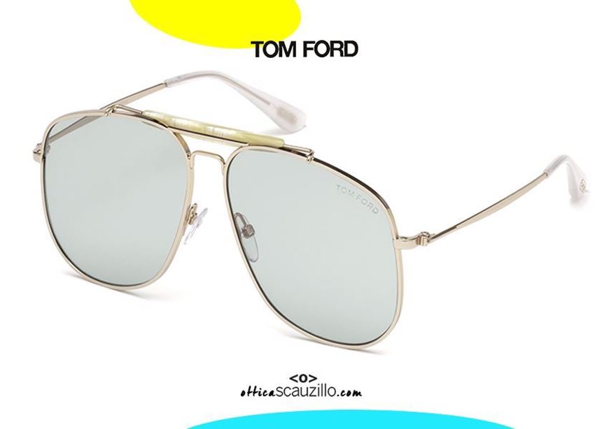 Oversized aviator sunglasses TOM FORD CONNOR FT557  gold and light  blue | Occhiali | Ottica Scauzillo