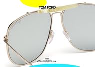 Oversized aviator sunglasses TOM FORD CONNOR FT557 col.28V gold and light blue otticascauzillo acquisto online occhiale da sole aviator a goccia oversize tom ford connor 557 oro e lenti celesti