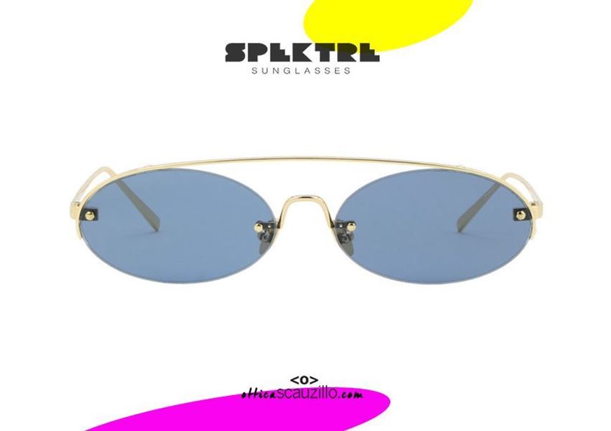 shop online Oval double bridge Spektre DUCHAMP gold and blue sunglasses otticascauzillo  acquisto online occhiale da sole ovale stretto senza montatura con doppio ponte oro