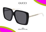 shop online GUCCI oversized square sunglasses GG0576S col. black otticascauzillo occhiale da sole squadrato oversize nero con aste trasparenti