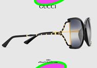 shop online New oversized GUCCI butterfly sunglasses GG0592SK col. black otticascauzillo acquisto online occhiale da sole oversize a farfalla con aste in oro GUCCI