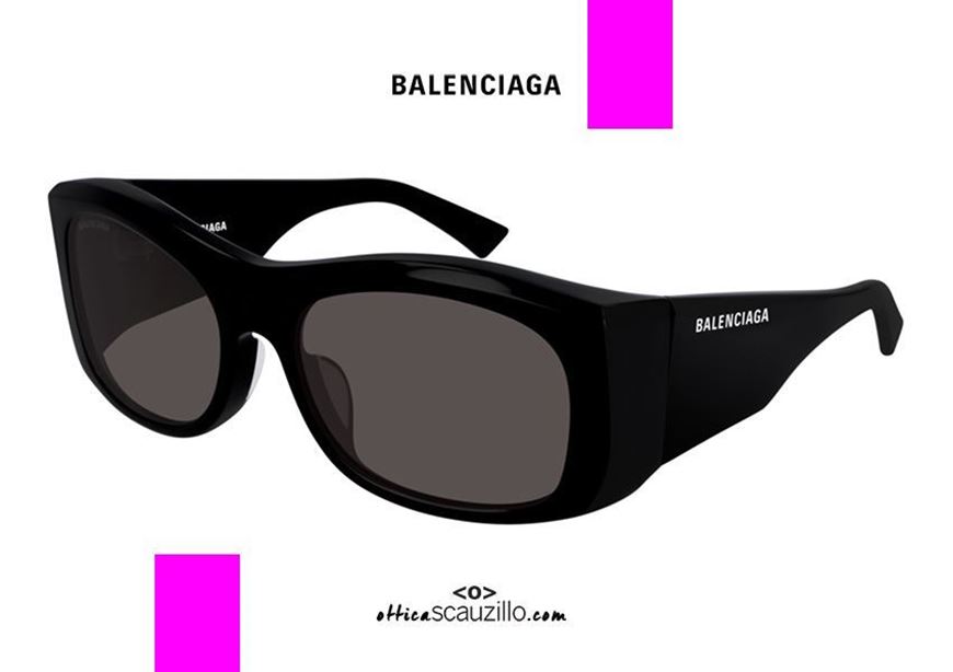 shop online New Balenciaga BB0001S col.004 black thick-edged sunglasses otticascauzillo acquisto online occhiale spessorato rettangolare nero Balenciaga